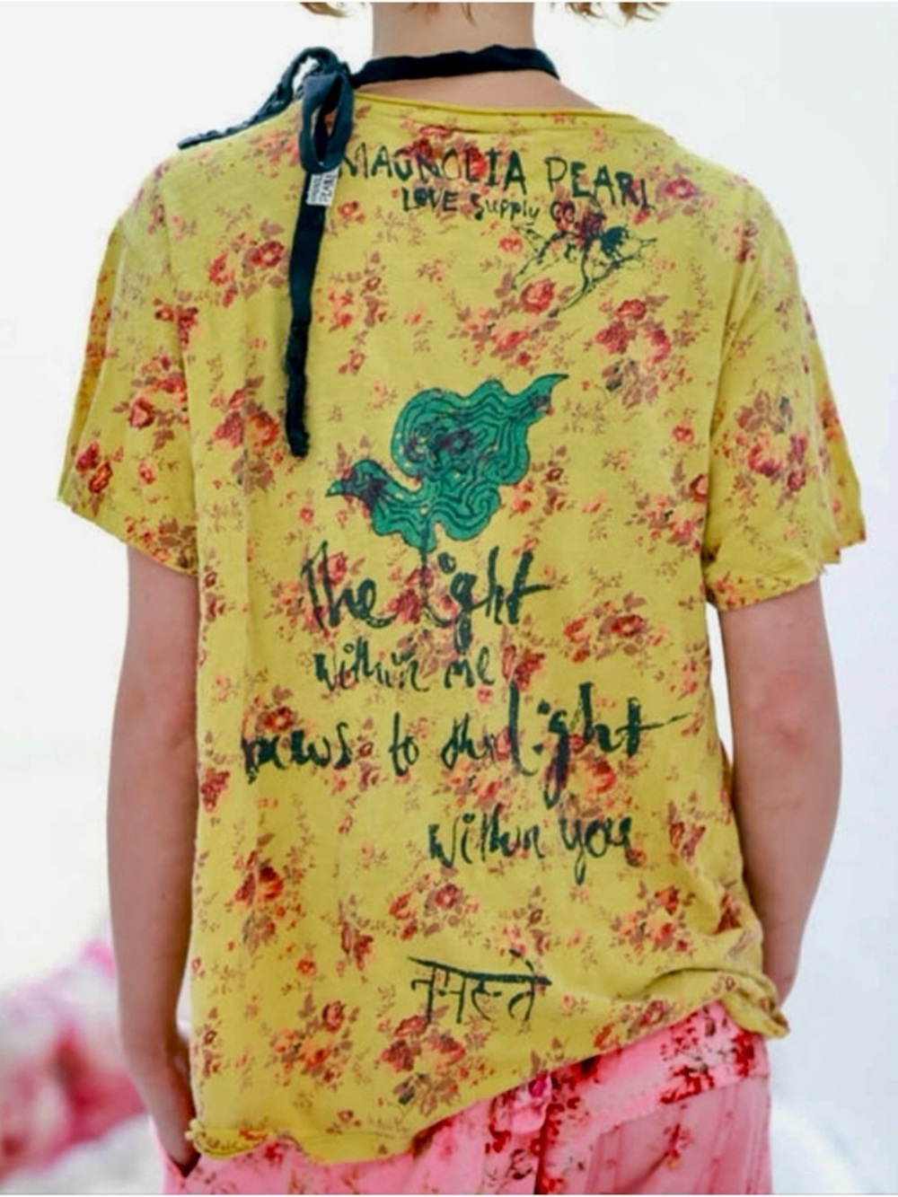 Magnolia Pearl Kathmandu Dragon Tee Floral Distressed Boho OS - Picture 4 of 6